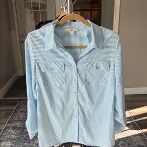 Light Blue Striped Button-Up Shirt